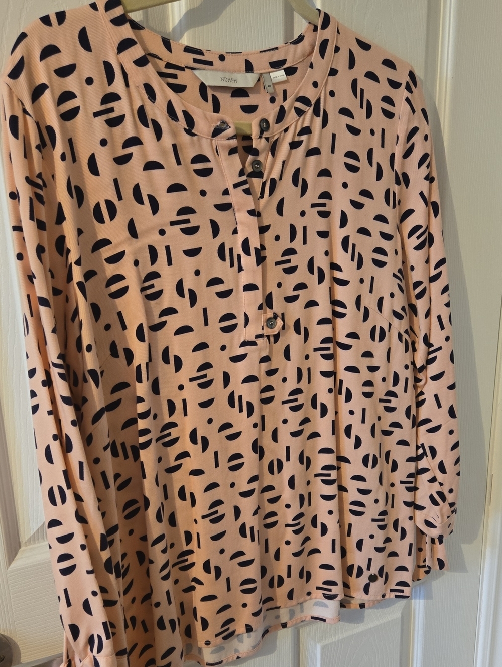 Soft Pink Printed Button-Front Blouse by Eileen Fisher